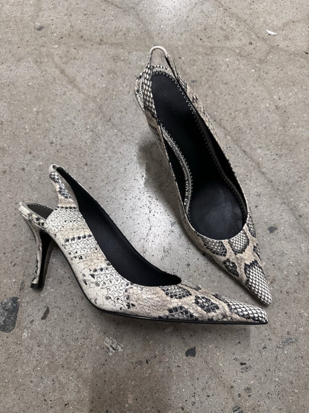 Magda Butrym Snake Low Slingback Heels Grey